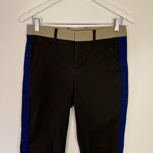 Vince Gray Tapered Cotton Dress Pants with Blue Side Stripe - Picture 3 of 7